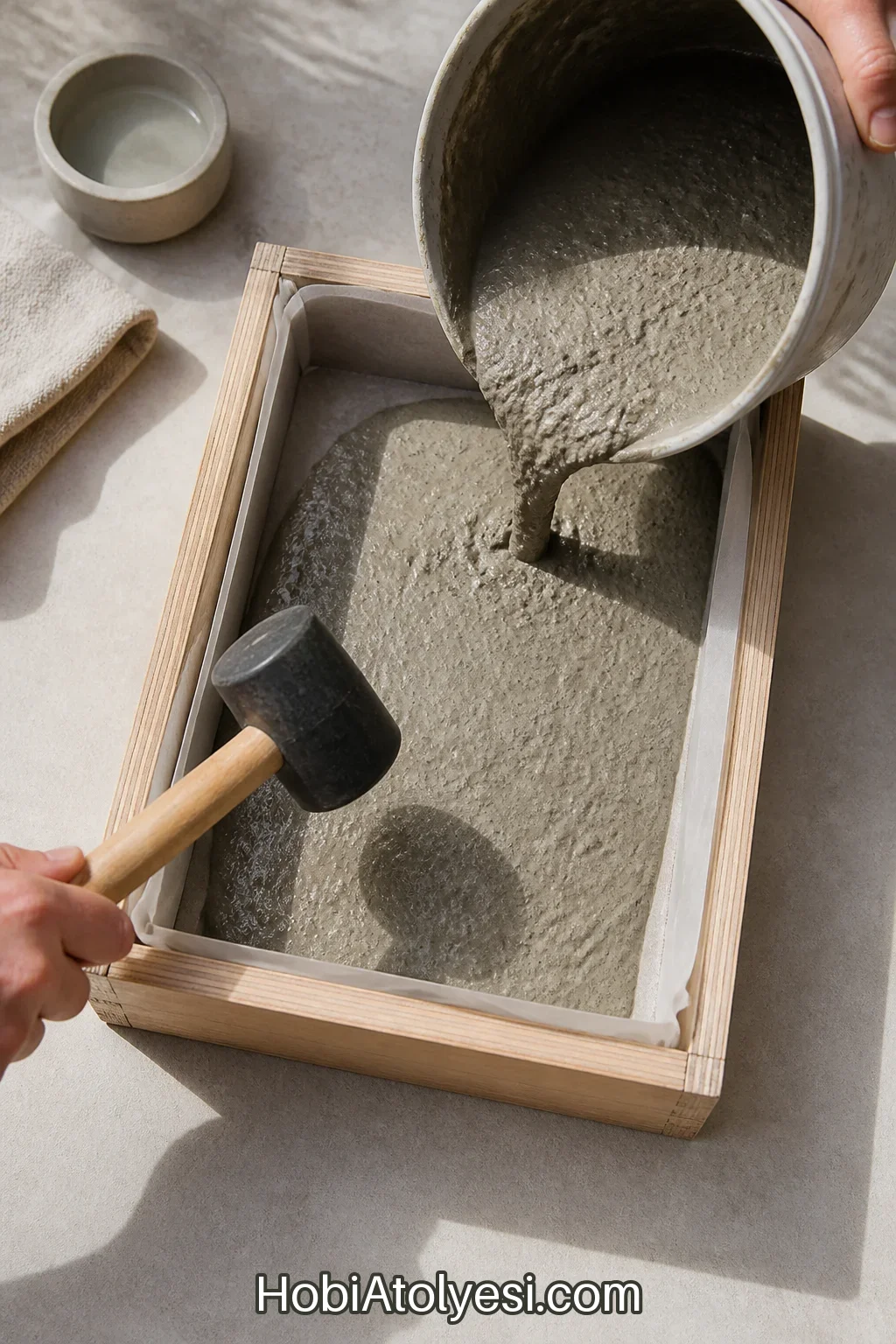 Betonun kalıba dökülmesi ve titreşimle hava kabarcıklarının giderilmesi