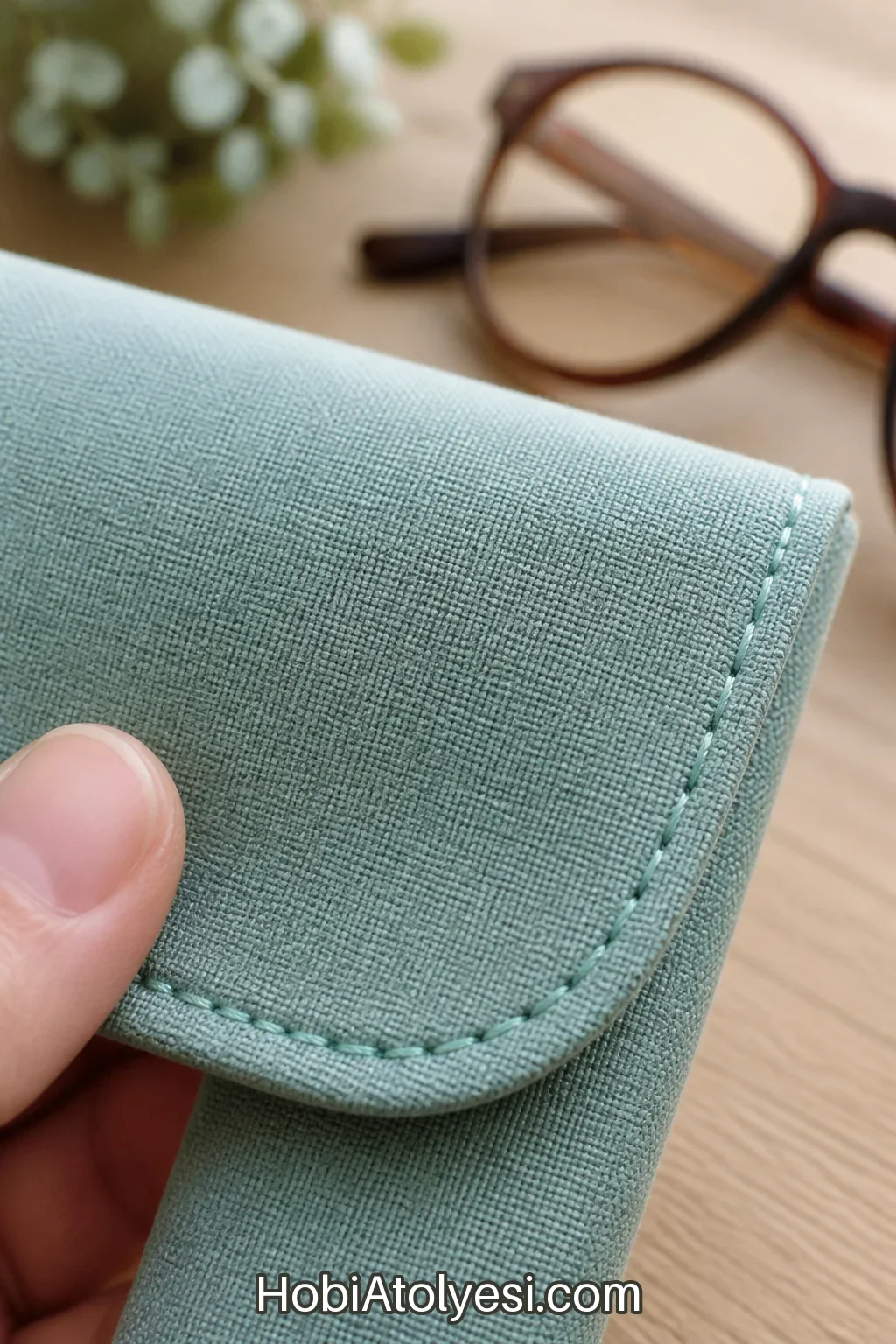 Kenarların yakın plan topstitch ile temizlenmesi