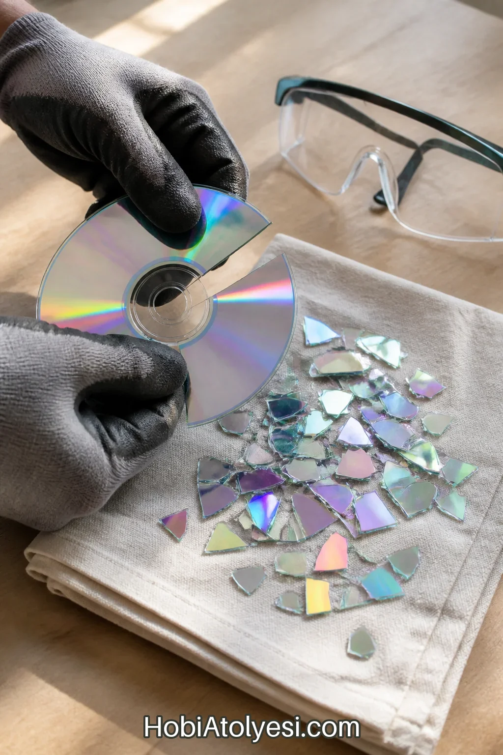 CD parçalarını dikkatle kırma ve hazırlama