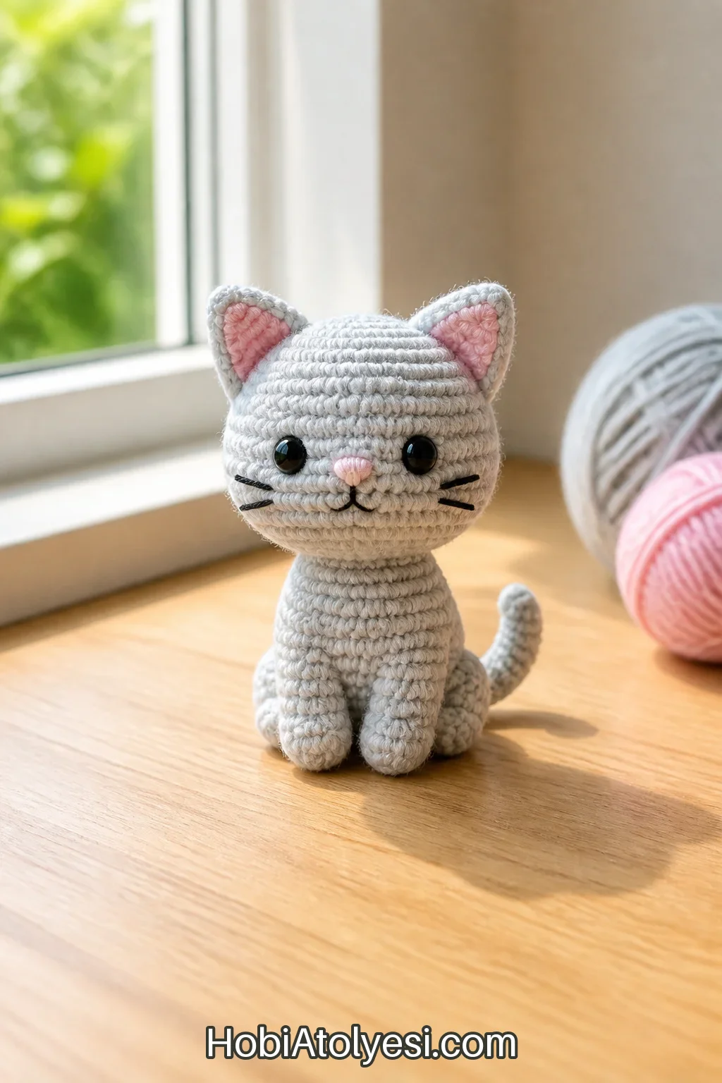 Bitmiş mini kedi amigurumi
