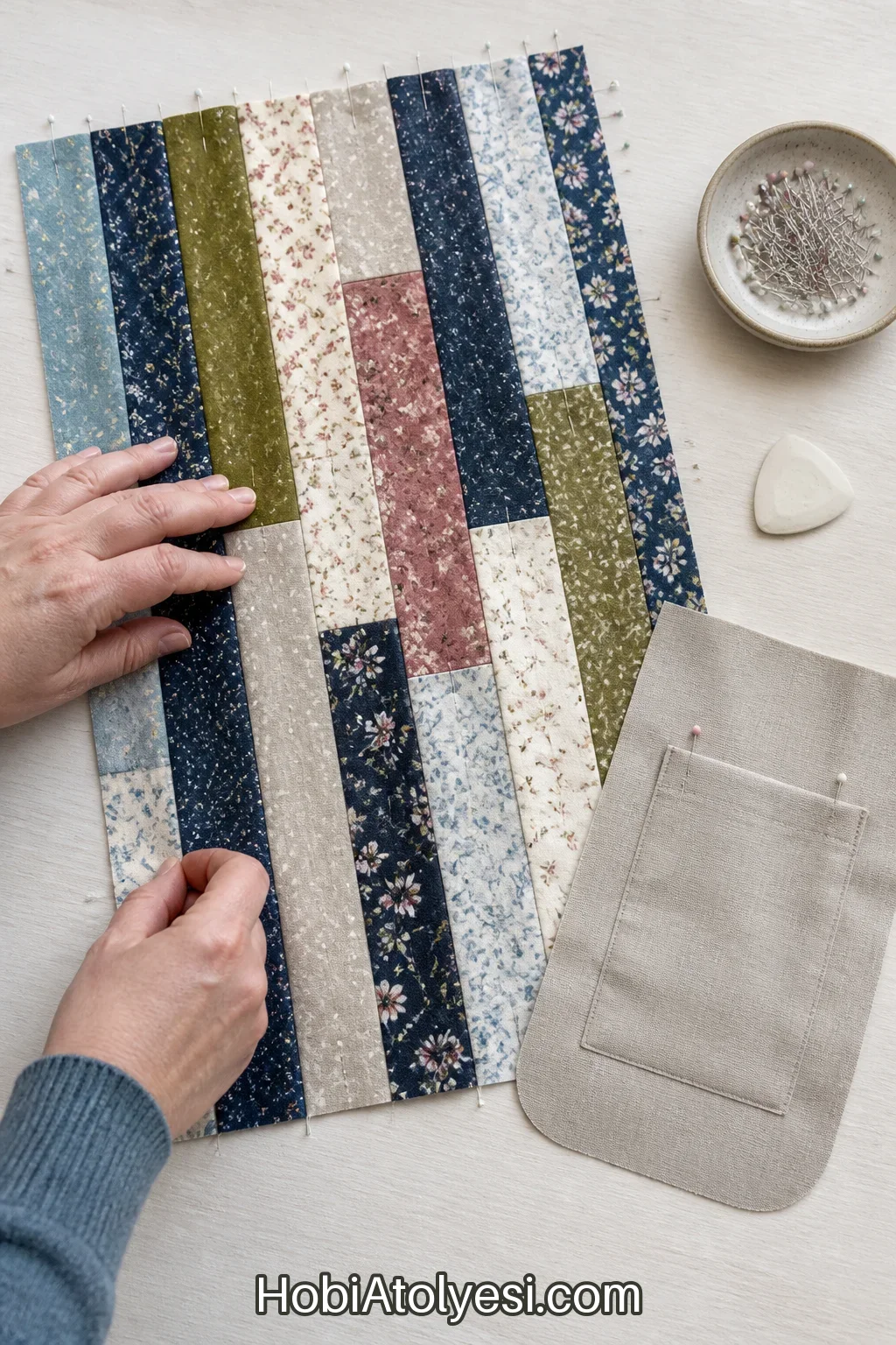 Patchwork parçaların düzenlenmesi, şeritlerin sıralanışı