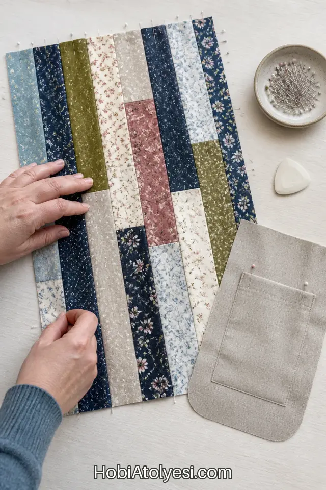 Patchwork parçaların düzenlenmesi, şeritlerin sıralanışı