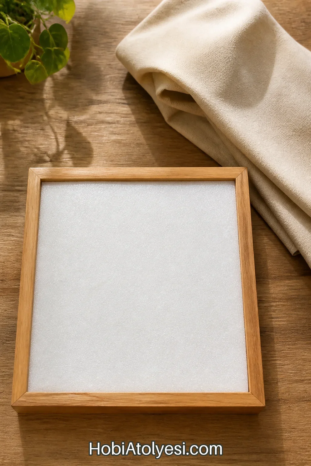 Çerçeve içine yerleştirilmiş ince köpük tabaka ve kumaş hazır halde.