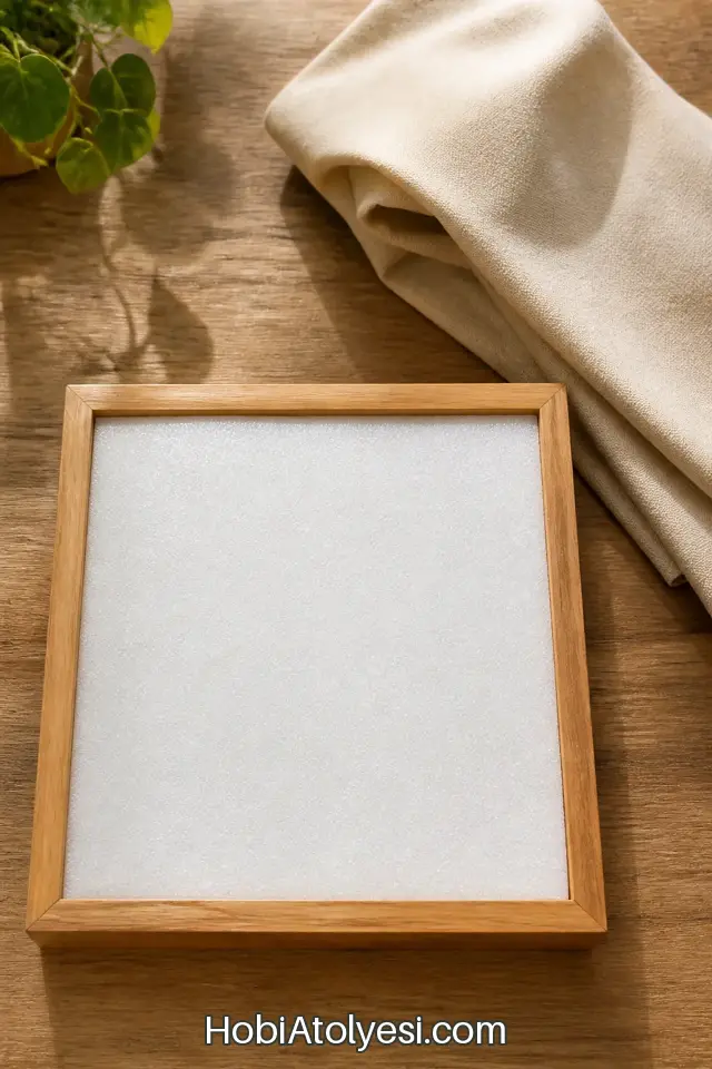 Çerçeve içine yerleştirilmiş ince köpük tabaka ve kumaş hazır halde.